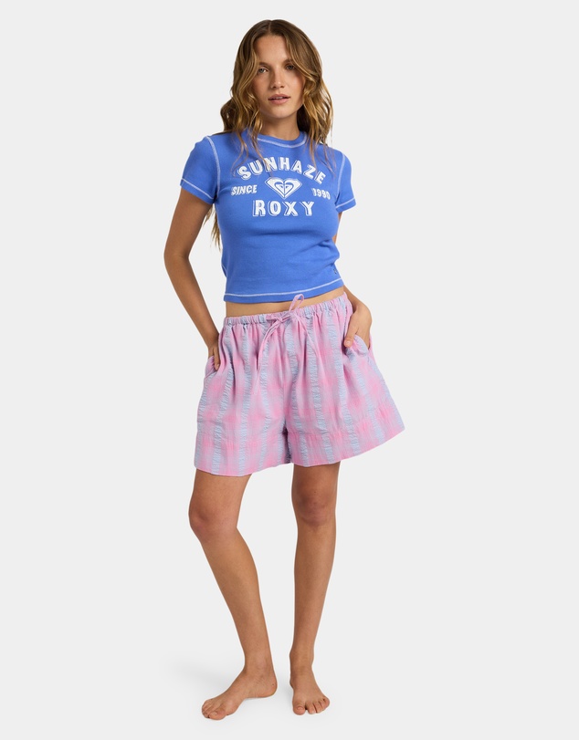 Roxy - Womens Phoebe Check Elastic Waist Shorts