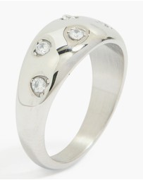 Lovisa - Waterproof Stainless Steel Spotty Diamante Band Ring