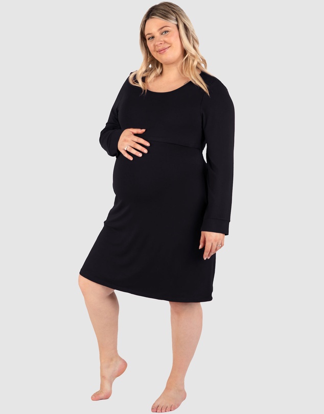 B Free Intimate Apparel - Bamboo Long Sleeve Maternity & Nursing Dress
