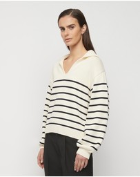 FRIEND of AUDREY - Collared Cotton Striped Knit
