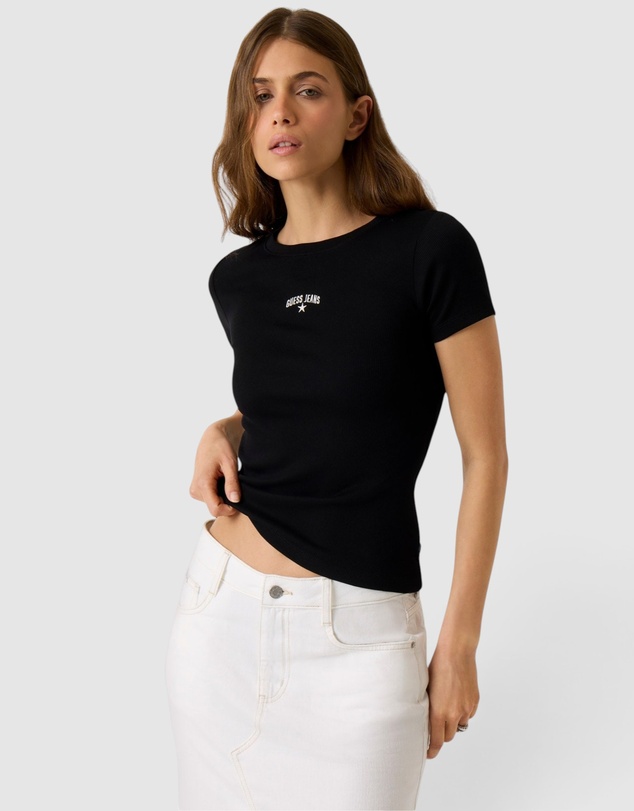 GUESS - GUESS JEANS Short Sleeve Ribbed Embroidered Tee