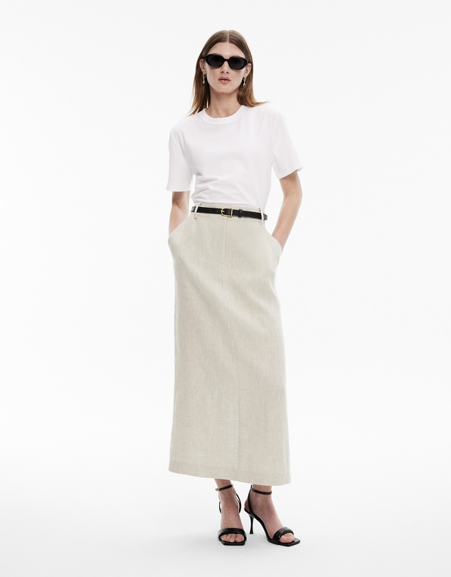 Witchery - Yarn Dye Linen Tailored Maxi Skirt