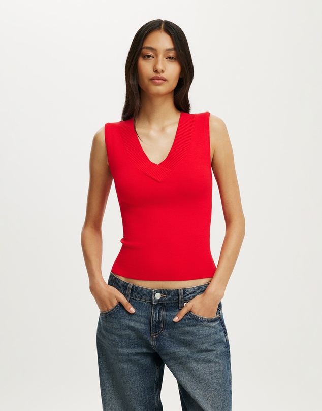 Cotton On - Double Knit V Neck Tank