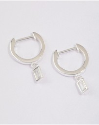 Lovisa - Sterling Silver Cubic Zirconia Baguette Drop Huggie Earrings