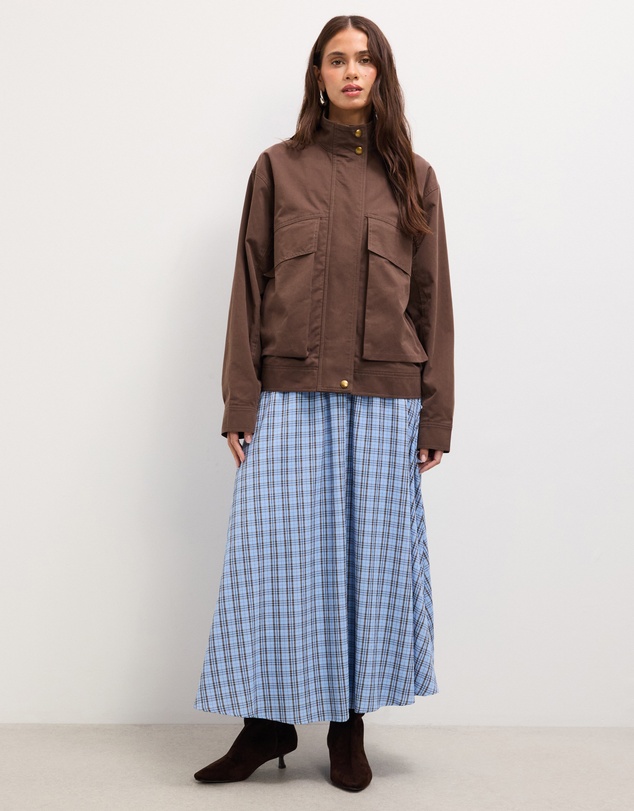 The Fated - Bloom Check Midi Skirt