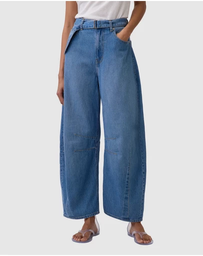 GAP - High Rise Horseshoe UltraSoft Isabella Drawcord Buckle Belt Jeans