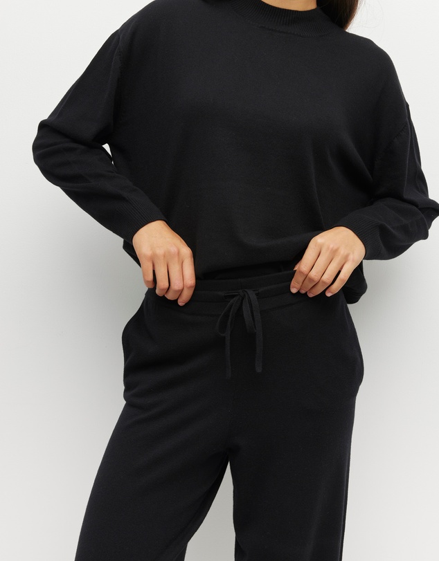JH Lounge - JHL Wide Trackpant (Cotton Cashmere) Black