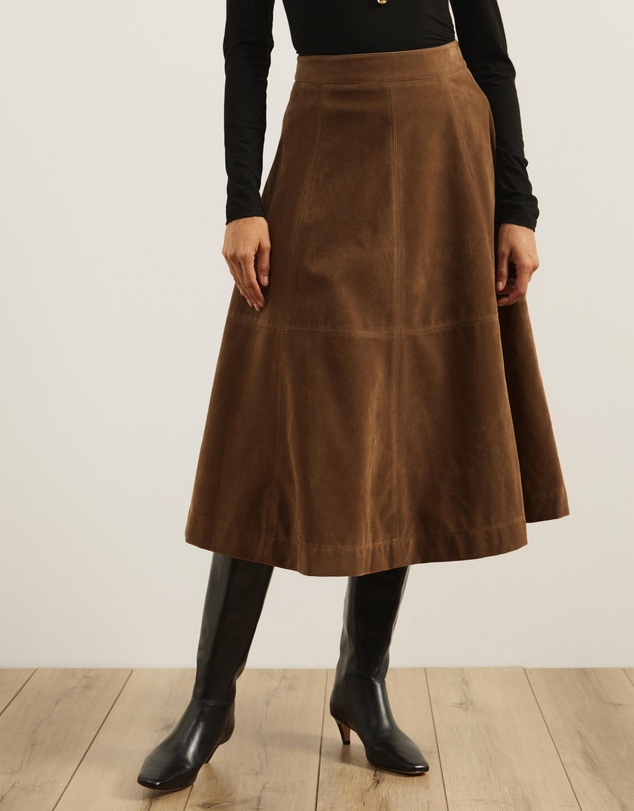 Atmos&Here - Frances Suede Flare Midi Skirt