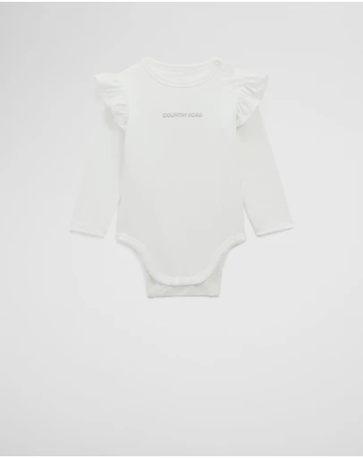 Country Road - Cotton Frill Rib Long Sleeve Bodysuit
