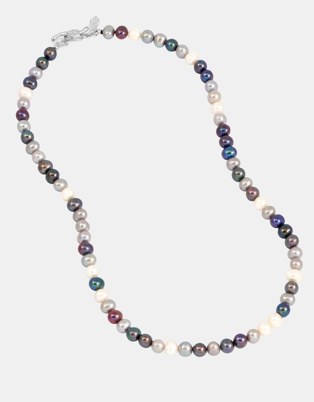 Dower & Hall - Men's Mixed Freshwater Pearl Necklace In Sterling Silver