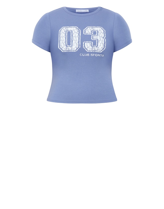 City Chic - Micro Game Day Print Tee - Blue