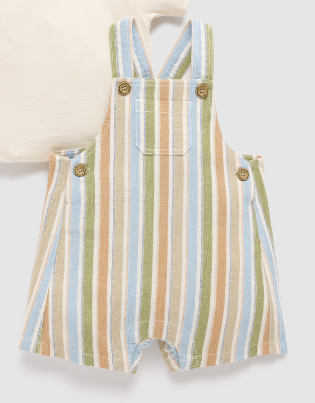 Purebaby - Striped Overall Set-Kids-Babies