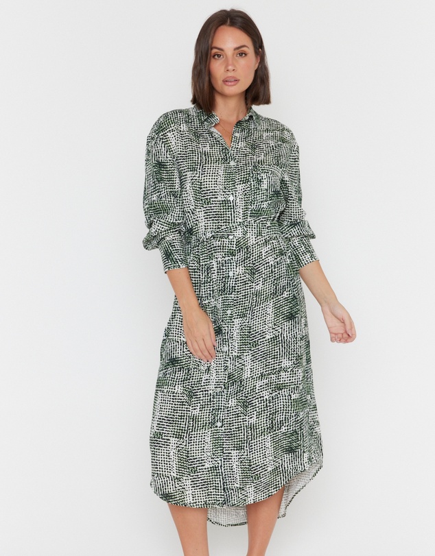 ALEXANDRA - Bantas Dress Emerald Textured Print