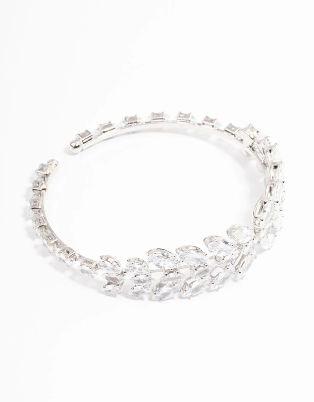 Lovisa - Silver Cubic Zirconia Statement Marquise Wrist Cuff