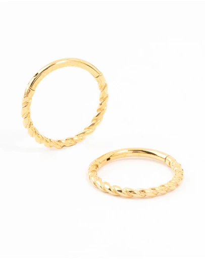 Lovisa - Gold Plated Surgical Steel Rope Sleeper Earrings 10 MM