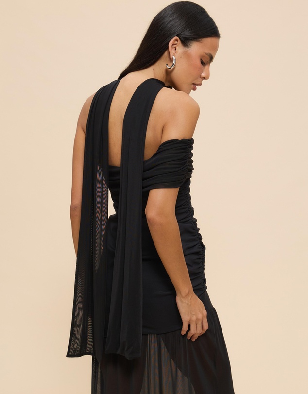 CHANCERY - Bree One Shoulder Self Scarf Maxi Dress
