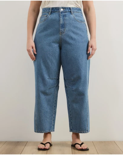 Atmos&Here Curvy - Poppy Cropped Barrel Leg Jeans