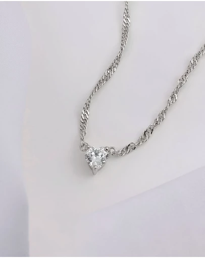 Wanderlust + Co - Heart Silver Necklace