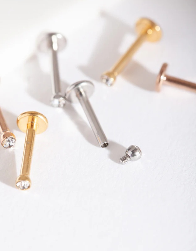 Lovisa - Mixed Metal Surgical Steel Flat Back Earring 6-Pack