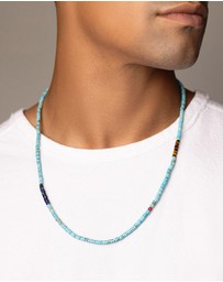 Nialaya Jewellery - Heishi Necklace with Tiger Eye and Lapis