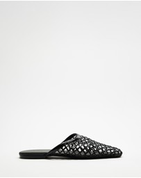 AERE - Woven Leather Slip on Flats