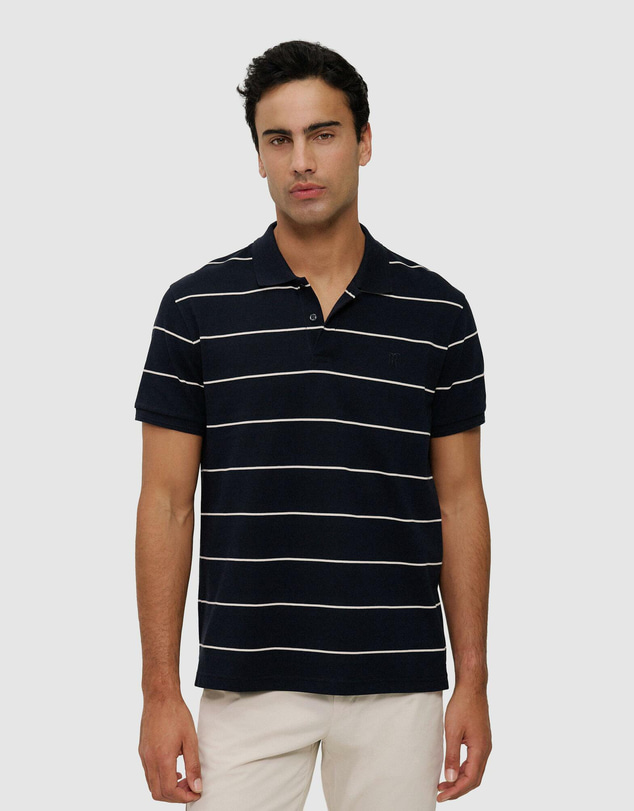 Trenery - Pique Stripe Monogram Polo