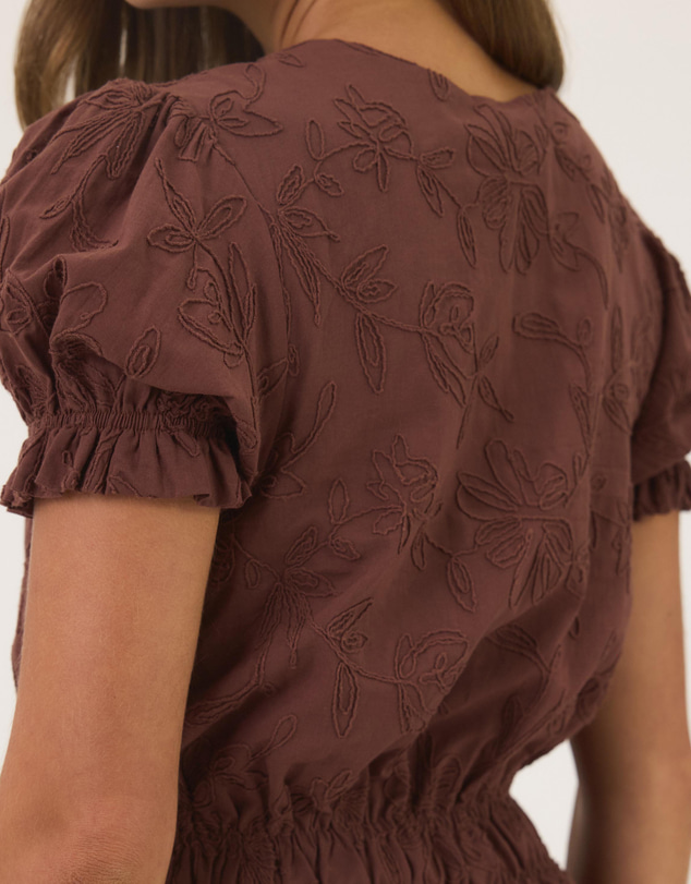 Atmos&Here - Eliza Embroidered Gathered Top