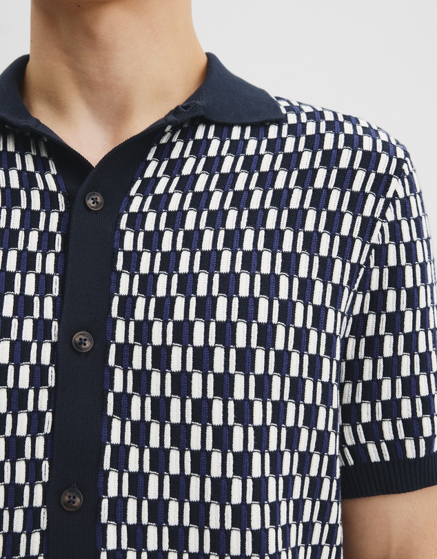 Country Road - Cotton Short Sleeve Geometric Knit Shirt