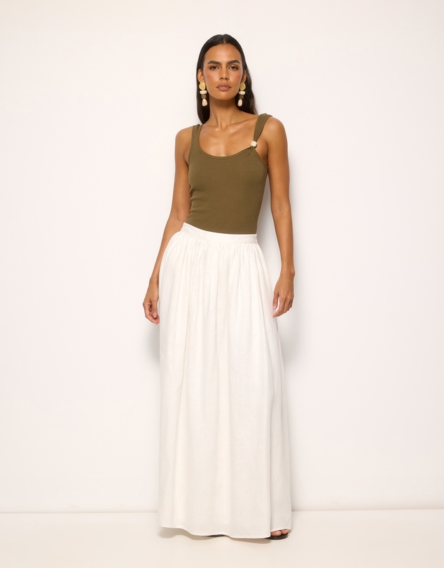 AERE - Tiera Gathered Midi Skirt