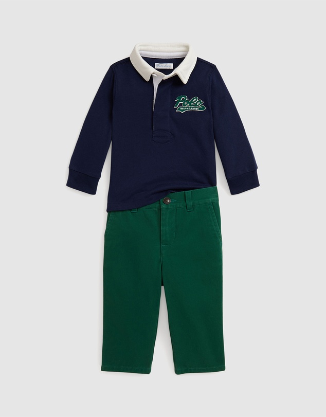 Polo Ralph Lauren - Logo Cotton Rugby Shirt & Chino Pants Set - Babies