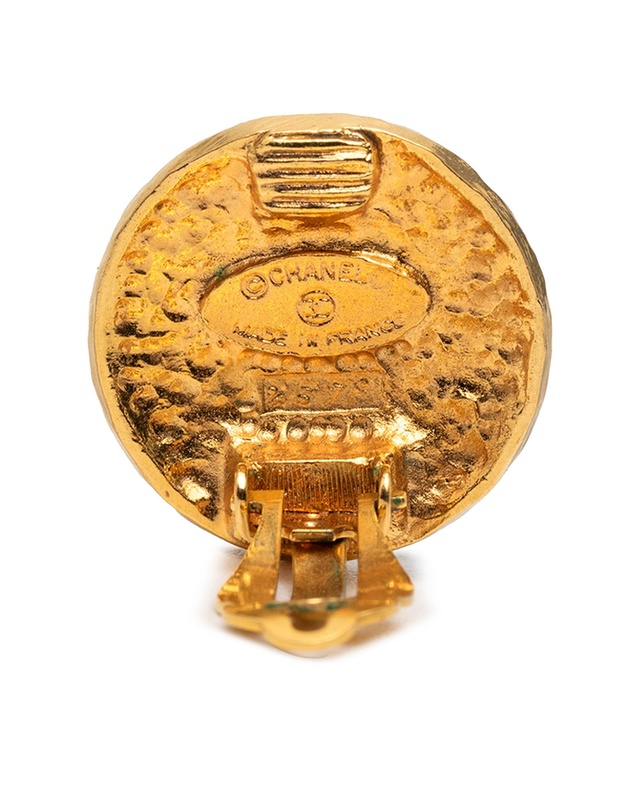 Pre-Loved by Azura Reborn - Pre-Loved Gold Plated Medallion Coat of Arms Clip on Earrings