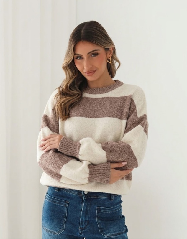 Esther & Co - Arliss Knit - Ivory Stripe