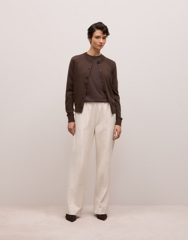 Trenery - Cotton Modal Interlock T-shirt in Coffee Bean