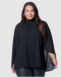 Pink Dusk by Curve Project - Fire and Rain Cape Blouse