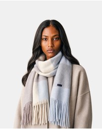 Henry Bucks - HENRY BUCKS Merino Wool Check Scarf BLUE MULTI