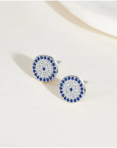 Mestige - Aura Evil Eye Earrings - Silver Plated
