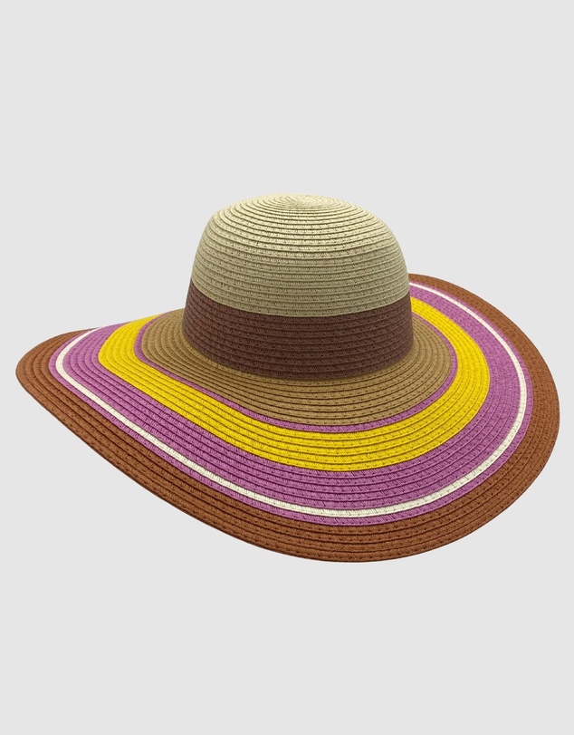 Jacaru - Jacaru 1764 Wide Brim Colour Stripes Hat