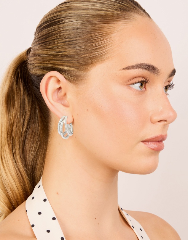 Lovisa - Waterproof Stainless Steel Triple Prong Hoop Earrings
