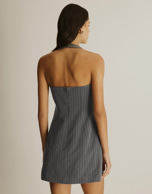 Atmos&Here - Adrienne Pinstripe Halter Mini Dress