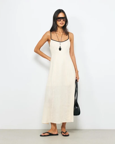 AERE - Miette Contrast Bind Midi Dress