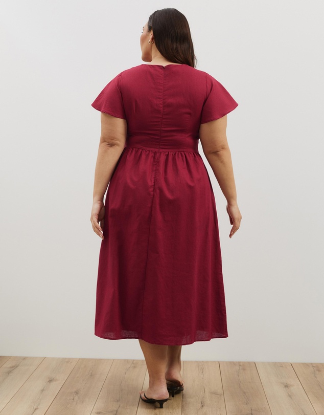 Atmos&Here Curvy - Jade Flutter Sleeve Midi Dress