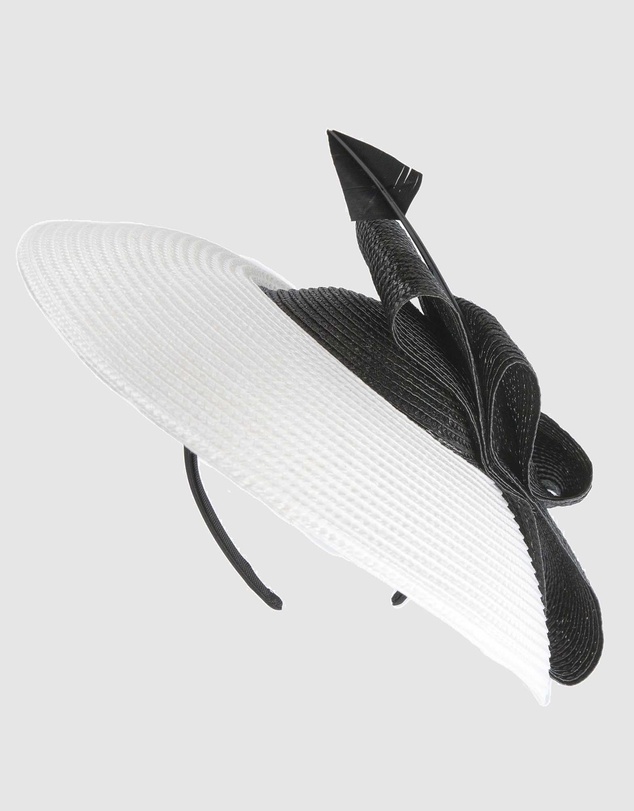 Max Alexander - Saucer White Black Racing Fascinator Hat