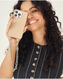LOUVE COLLECTION - Desert Sand Phone Case + Kate Silver-Plated Wristlet