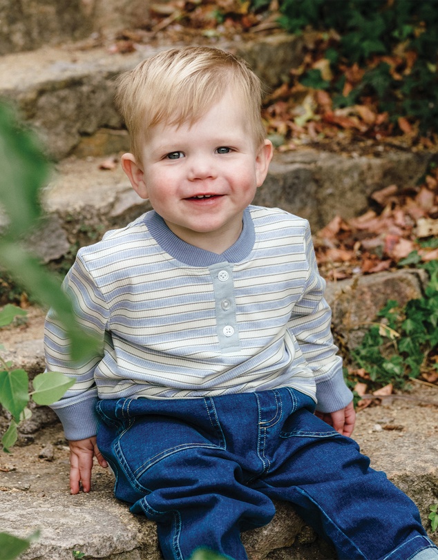 Kynd Baby - Henley Top in Sky Blue Stripe
