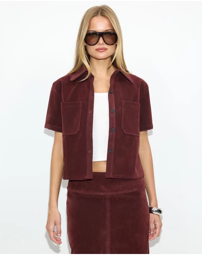 Dazie - Bailey Faux Suede Shirt