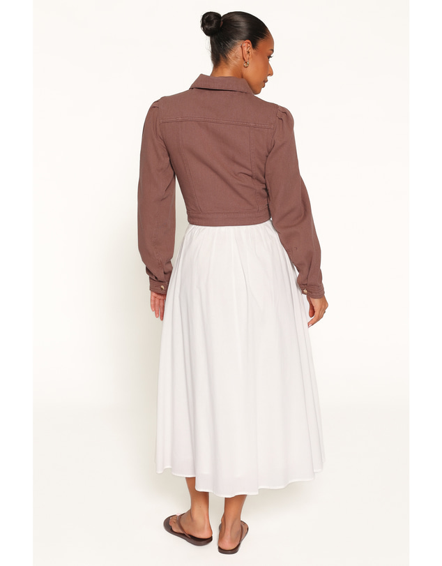 Petal & Pup - Faven Cropped Denim Jacket - Chocolate Brown