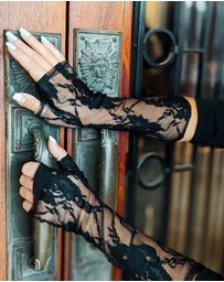 DENTS - Lace Fingerless Elbow-Length Gloves