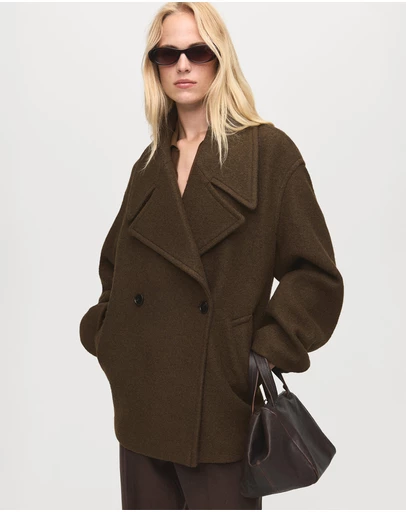 M.N.G - Oversized Wool Coat With Maxi Lapels