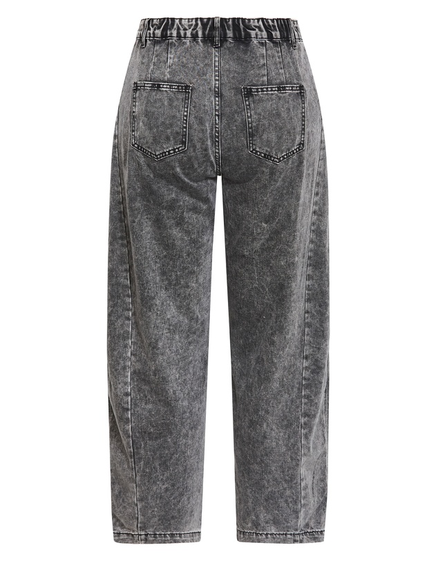 City Chic - Plus size Harley Fit Tess Barrel Leg Ankle Grazer Jean - grey acid wash