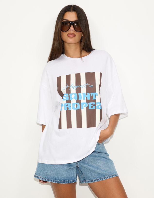 Dazie - St Tropez Oversized Graphic Tee